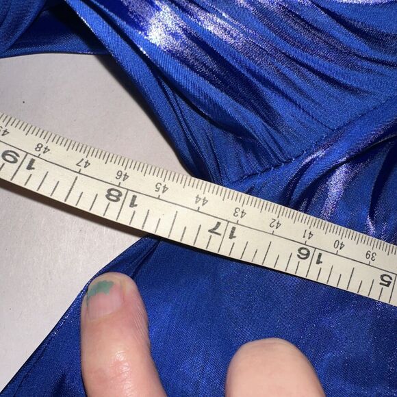 Cato Women’s Royal Blue Shimmer Ruffle Blouse Small NWT - Picture 10 of 10